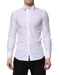 Chemise à manches longues blanche Dolce & Gabbana Martini en coton, avec détails élégants et coupe classique.