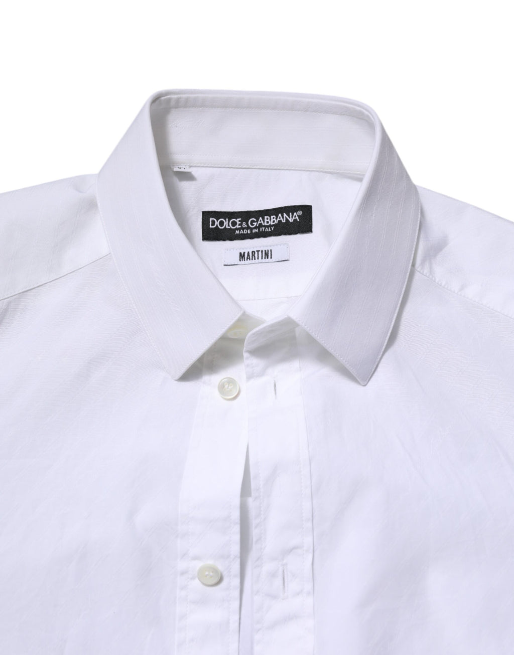 Chemise blanche en coton Dolce & Gabbana Martini à manches longues, style élégant et tissu doux visible sur l'image.