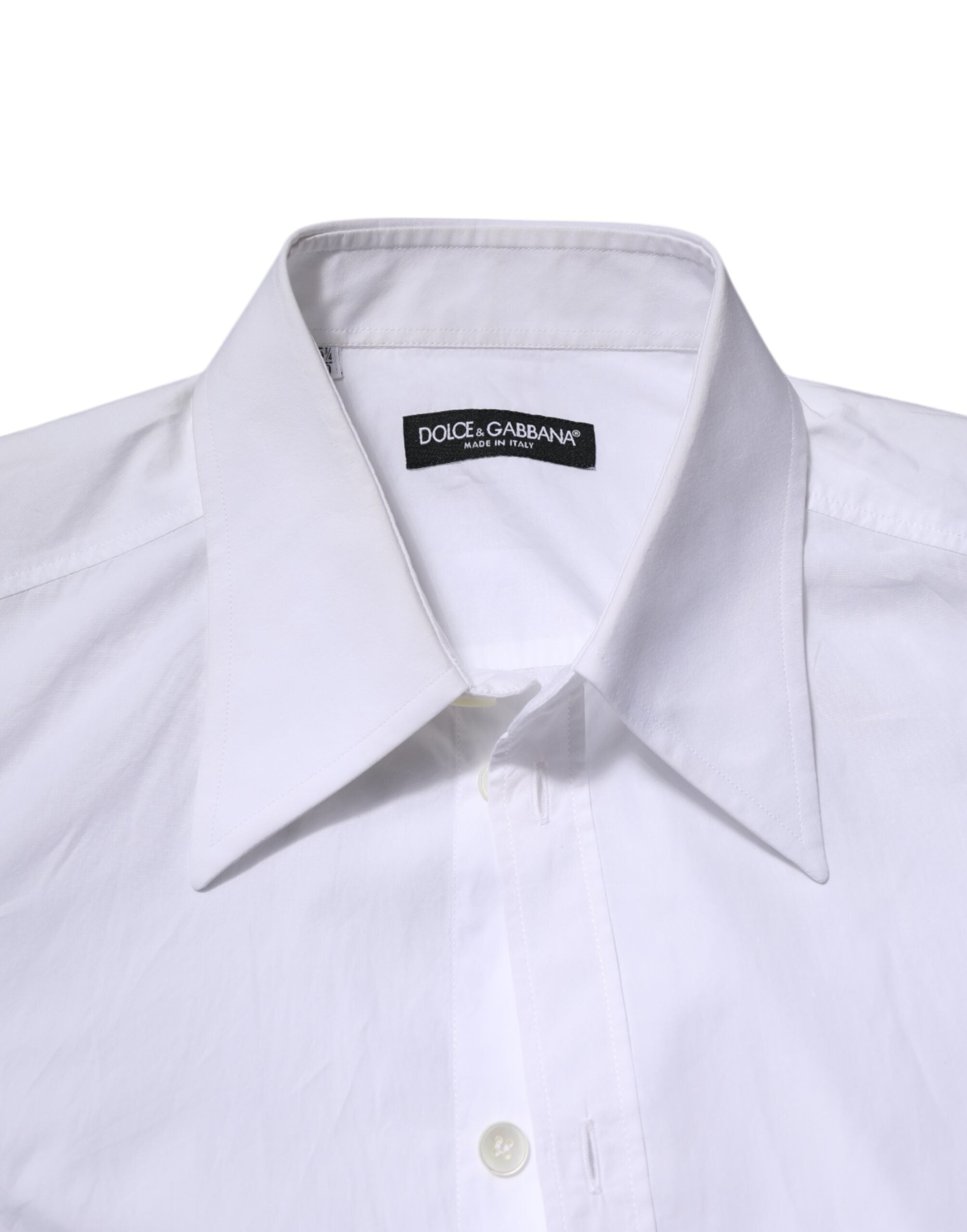 Chemise blanche en coton à manches longues de Dolce & Gabbana, élégante et classique, visible dans cette image.