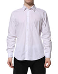 Chemise formelle blanche en coton Dolce & Gabbana à manches longues, vue de face, détails élégants visible.