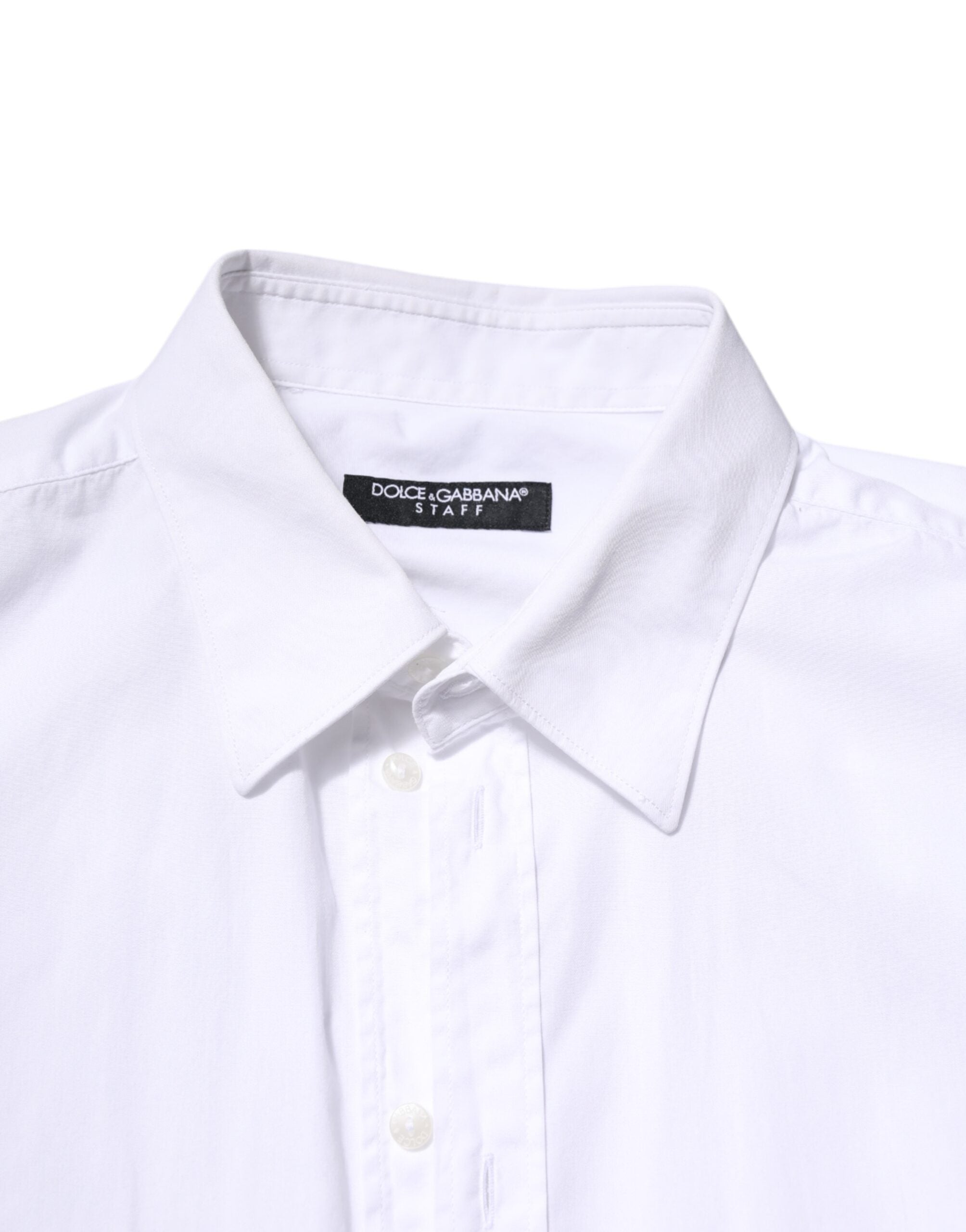 Chemise blanche en coton Dolce & Gabbana à manches longues, style formel et élégant, pour homme.