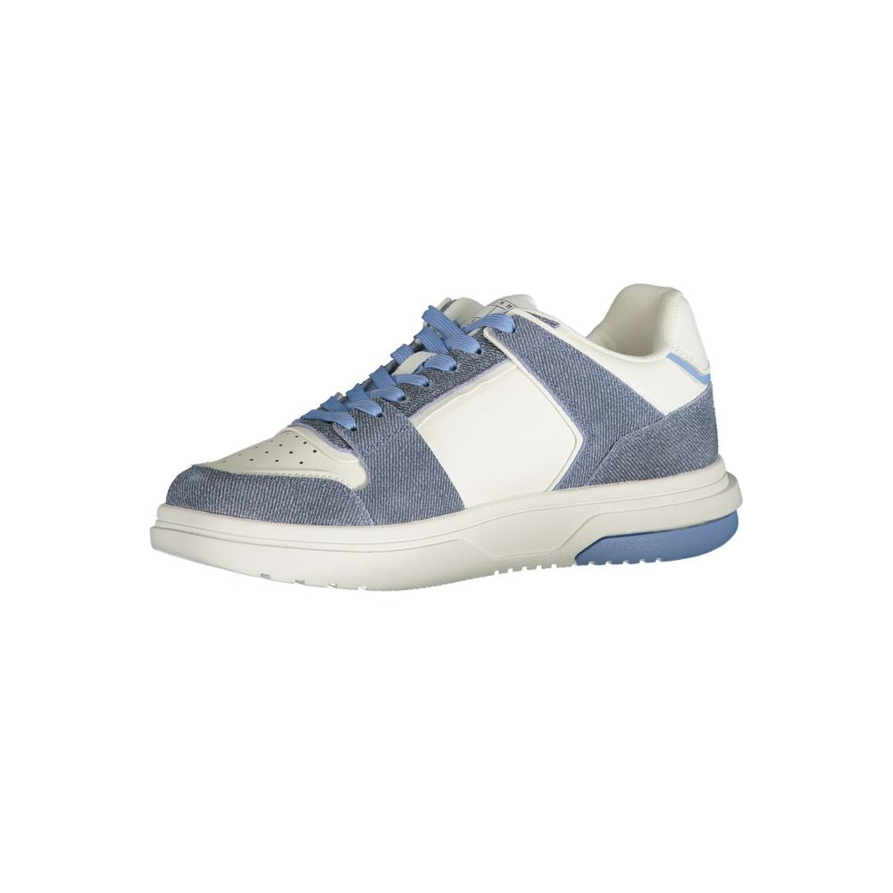 Sneakers femmes Tommy Hilfiger Azzurro en polyuréthane, design moderne et confortable, vue de face sur fond blanc.