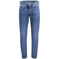 Jeans pour homme Calvin Klein Blu Cotton, coupe classique en denim bleu, visibles détails et coutures.
