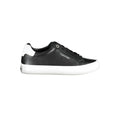 Chaussures sneakers pour femmes Calvin Klein en cuir noir, vue de face avec détail de la semelle.