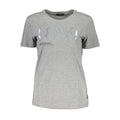 T-shirt gris en coton pour femmes de la marque Guess Jeans, coupe décontractée et design simple.