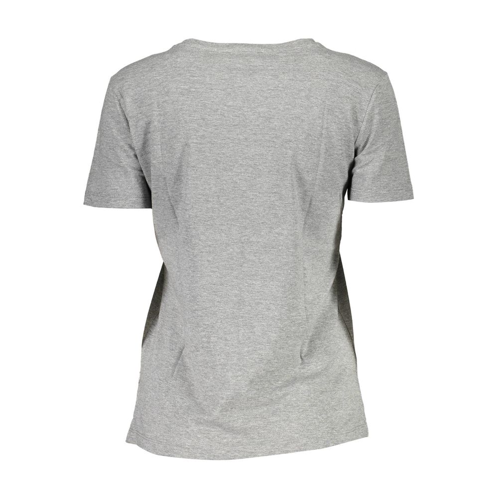 T-shirt gris en coton pour femme de Guess Jeans, coupe décontractée et style casual, visible sur l'image.