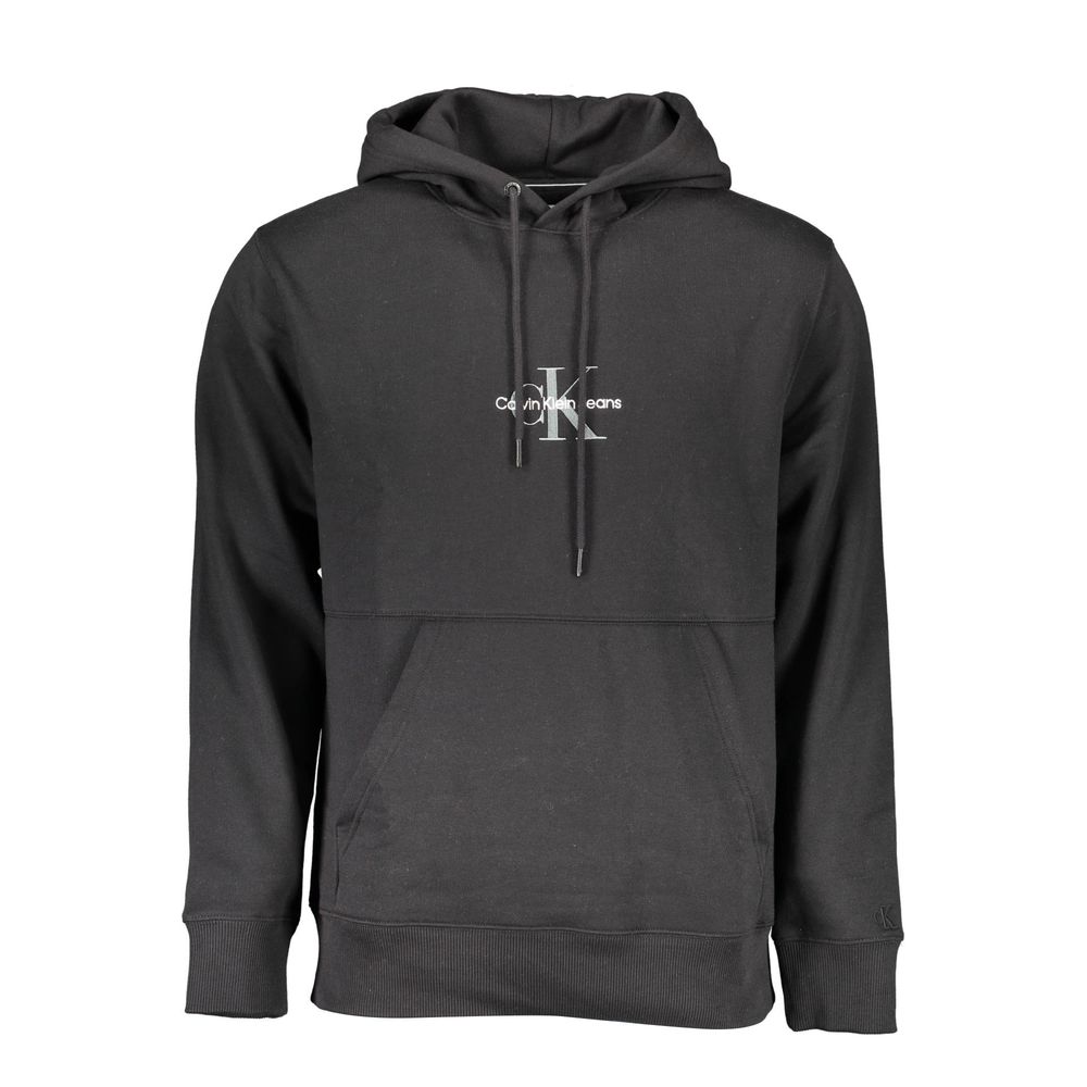Sweatshirt noir en coton pour homme de Calvin Klein, coupe décontractée, avec logo discret sur la poitrine.