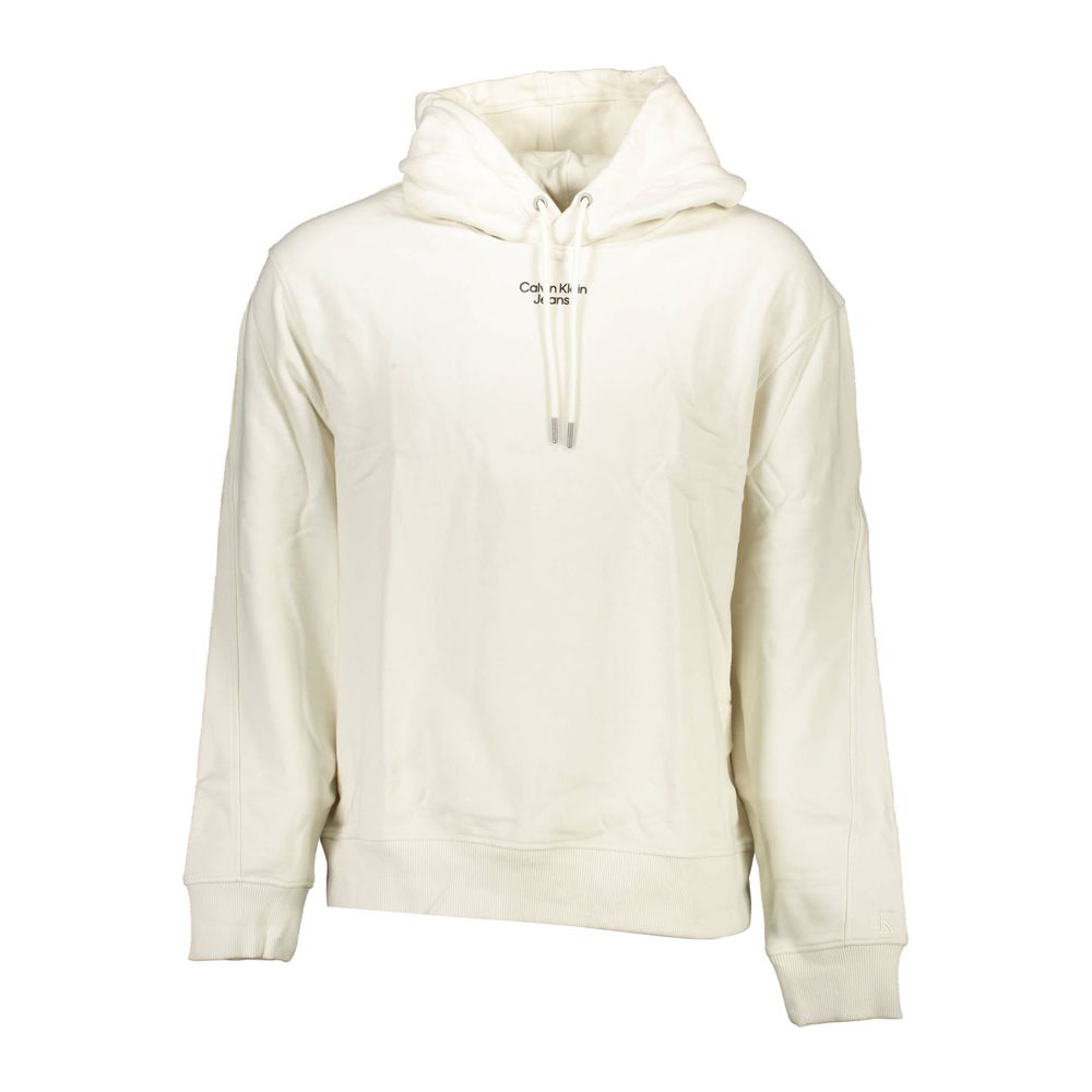 Sweat-shirt homme Calvin Klein en coton blanc, décontracté avec logo discret, vue de face.
