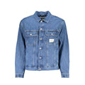Veste en coton bleue pour homme de Calvin Klein, élégante et confortable, avec fermeture éclair et col montant.