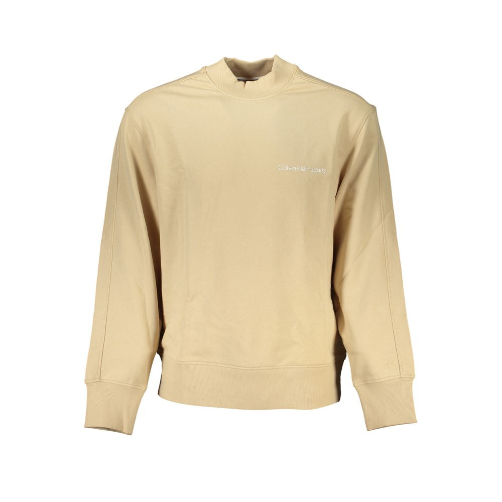 Sweat-shirt beige en coton pour homme de la marque Calvin Klein, vue de face, avec col rond et manches longues.