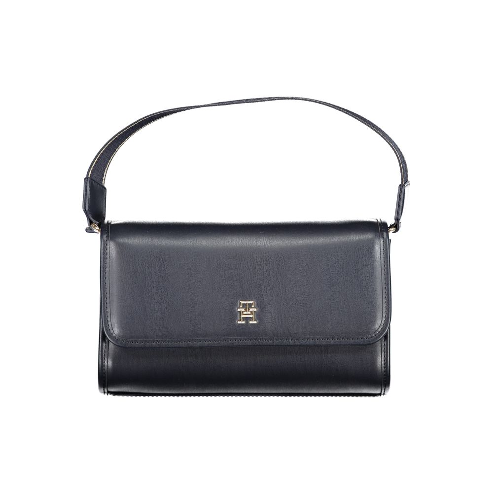 Sac à dos pour homme Tommy Hilfiger en polyester noir, avec logo emblématique sur le devant.