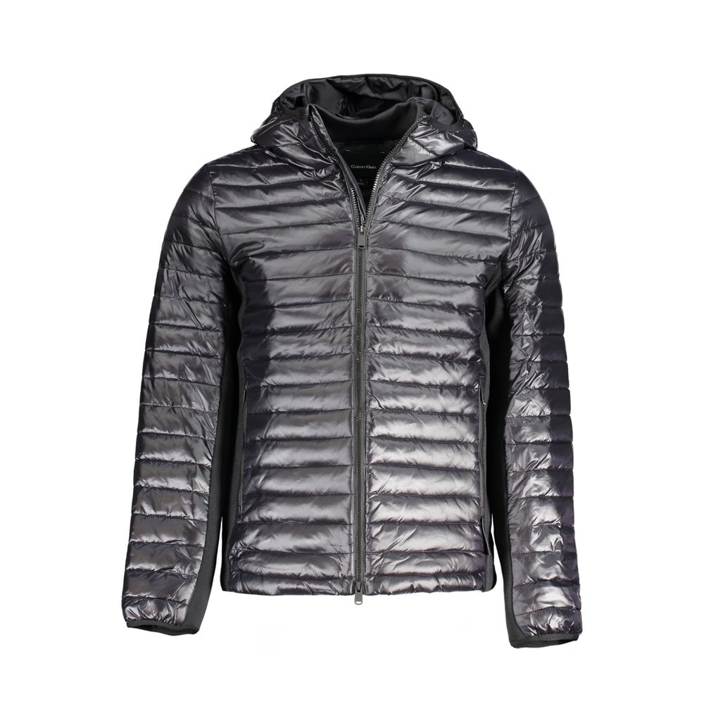 Veste en nylon noir pour homme de Calvin Klein, style décontracté, avec fermeture éclair et col montant.
