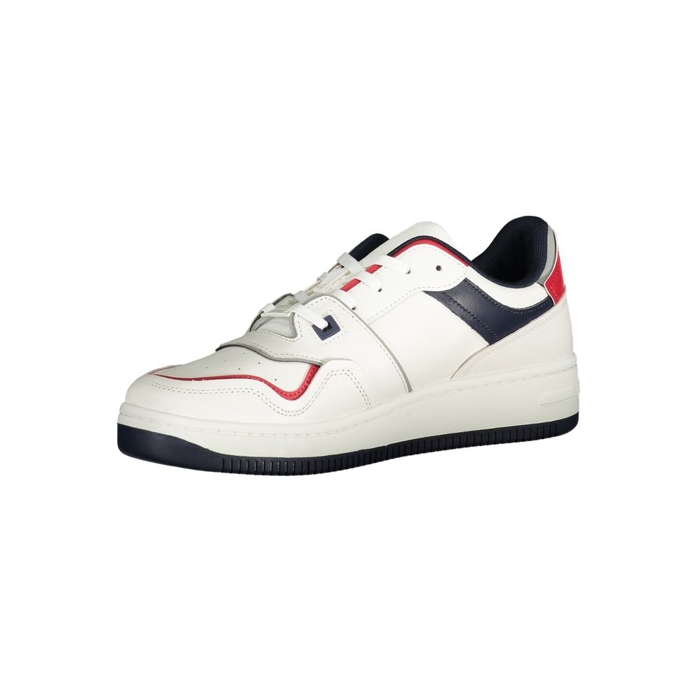 Sneakers pour homme Tommy Hilfiger en polyuréthane blanc, style décontracté et confortable.