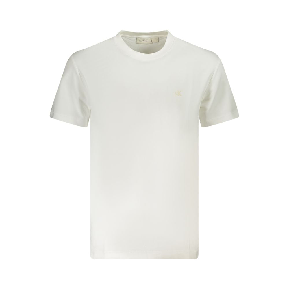 T-shirt blanc pour homme de la marque Calvin Klein en coton, vue de face.