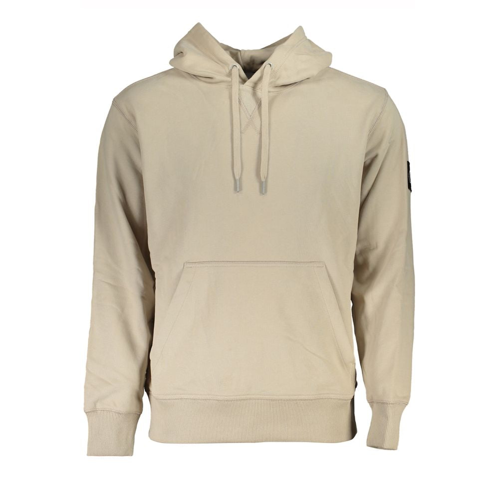 Sweat-shirt beige en coton pour homme de la marque Calvin Klein, coupe décontractée et logo discret sur la poitrine.
