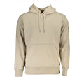 Sweat-shirt beige en coton pour homme de la marque Calvin Klein, coupe décontractée et logo discret sur la poitrine.