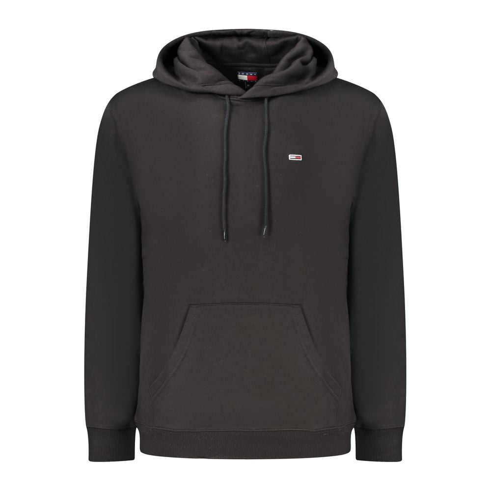 Sweat-shirt homme en coton noir Tommy Hilfiger, coupe classique avec logo discret sur la poitrine.