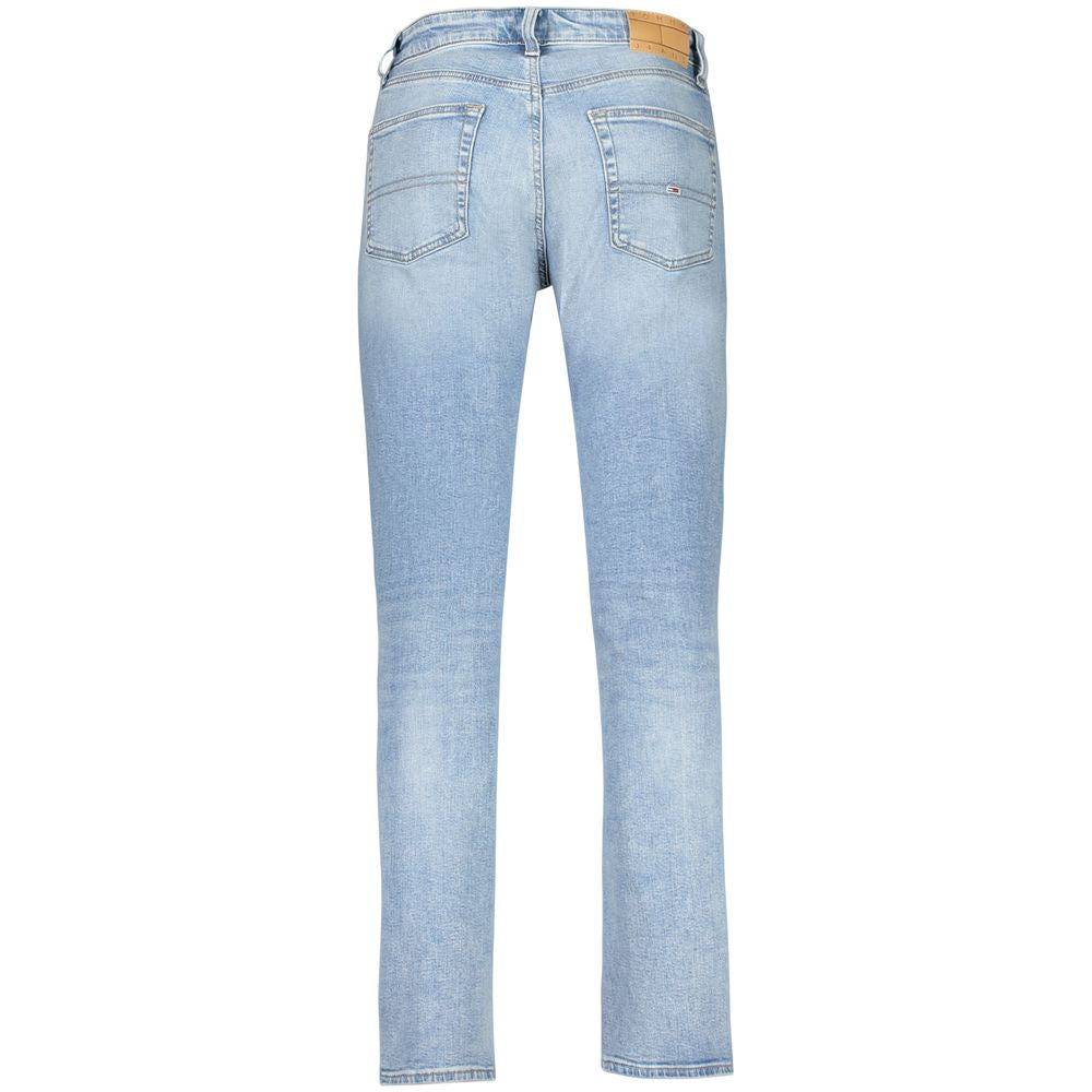 Jeans homme en coton Tommy Hilfiger Azzurro, coupe classique, détails de couture visibles, style décontracté.