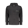 Sweat à capuche pour homme Calvin Klein en coton noir avec poches centrales, style décontracté et confortable.