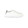 Sneakers pour femmes Calvin Klein en cuir blanc, élégantes et confortables, avec logo discret, pour un style décontracté.