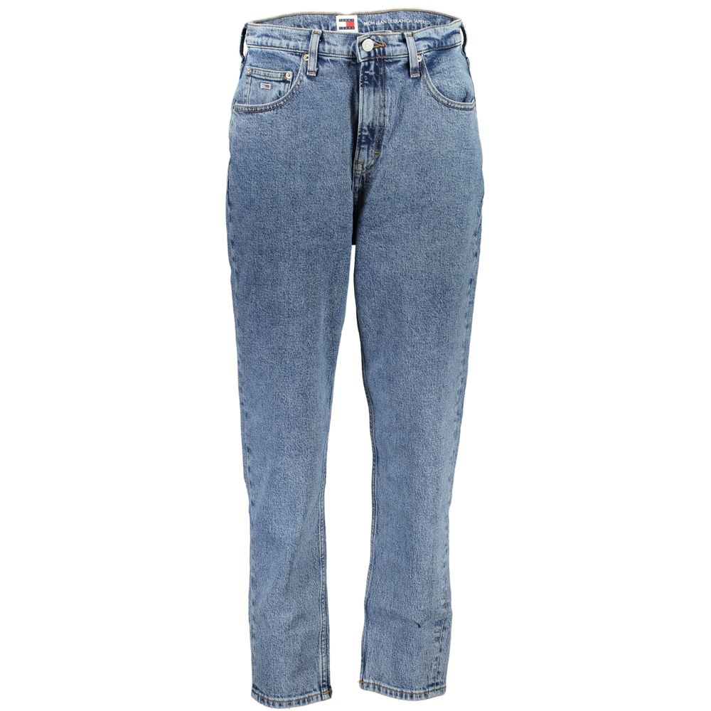 Jeans pour femmes en coton bleu de la marque Tommy Hilfiger, coupe classique et détails modernes visibles sur l'image.