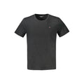 T-shirt homme en coton noir Tommy Hilfiger, coupe classique, avec logo brodé sur la poitrine, vue de face.