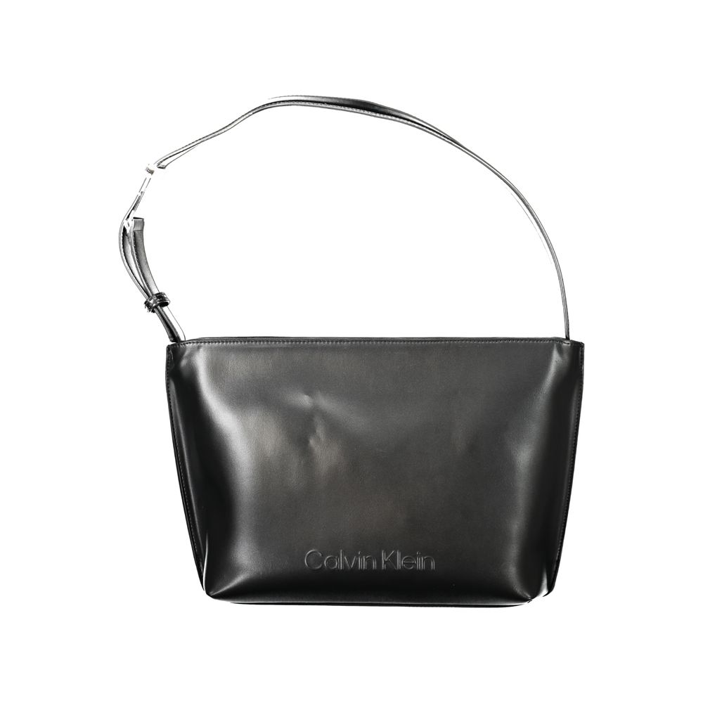 Sac à épaule noir en polyester pour femmes de Calvin Klein, avec détails élégants et logo visible.