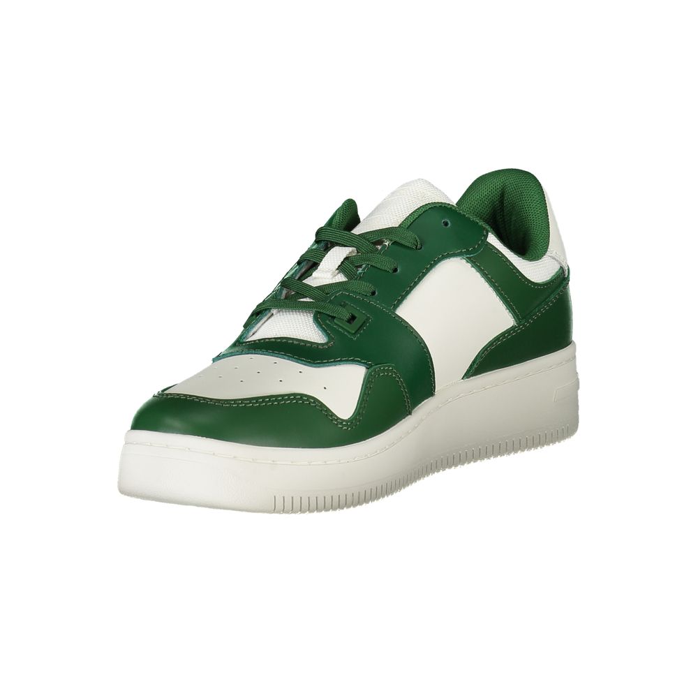 Sneaker en cuir vert pour homme de la marque Tommy Hilfiger, style décontracté et moderne avec lacets.