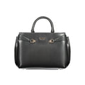 Sac à main noir en polyuréthane Guess Jeans pour femmes, avec design tendance et détails modernes.