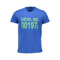 T-shirt en coton bleu Diesel pour homme, modèle Diesel Blu avec logo sur la poitrine, vue de face.
