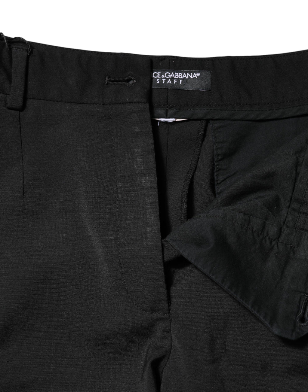 Pantalon Dolce & Gabbana noir taille haute fuselé avec coupe tapered, en tissu élégant, visible sur cette image.