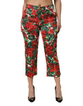 Pantalons courts Dolce & Gabbana à imprimé floral multicolore, coupe cropped, tissu léger et style élégant.
