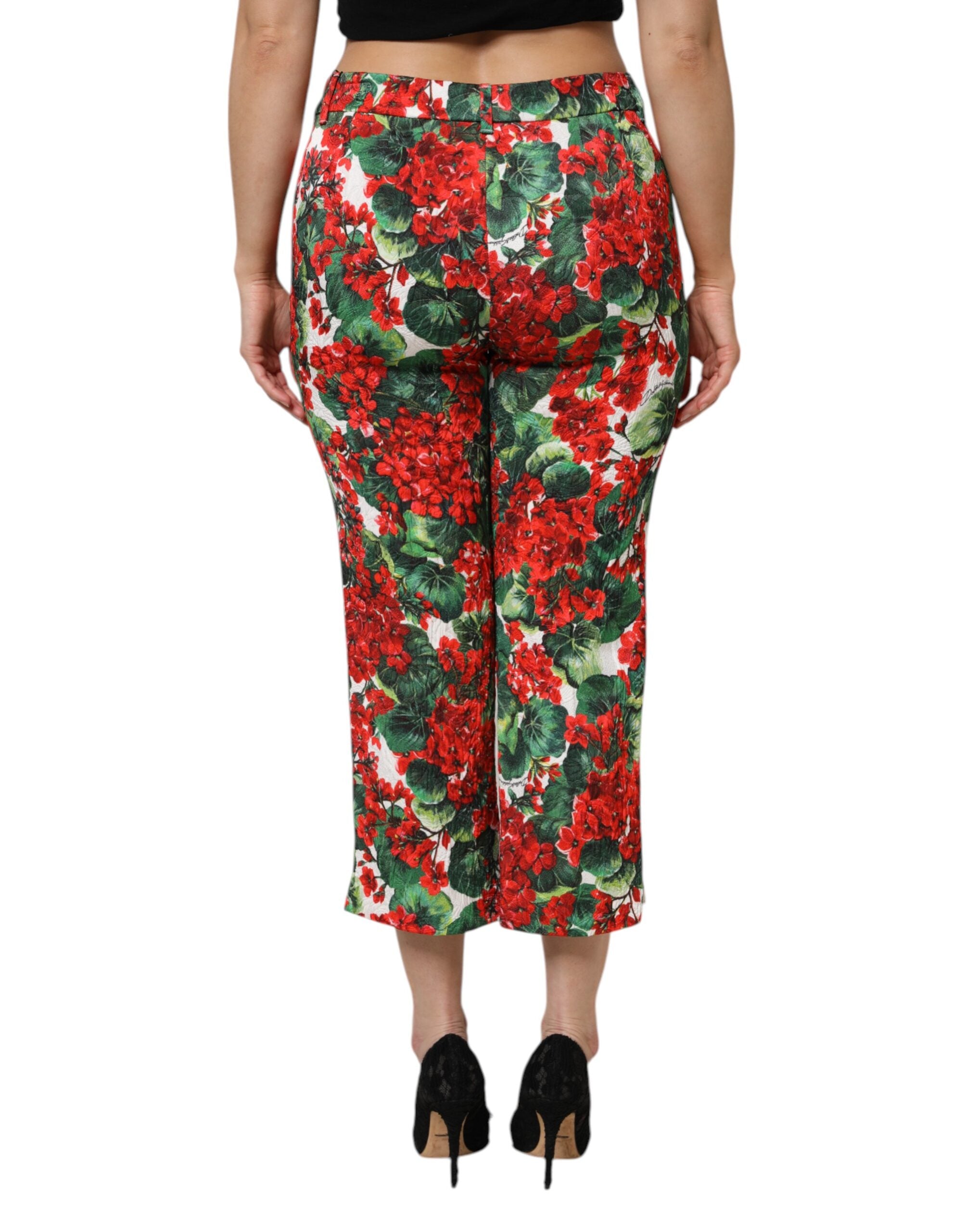 Pantalons courts Dolce & Gabbana à imprimé floral multicolore, coupe cropped et style élégant, en tissu léger.
