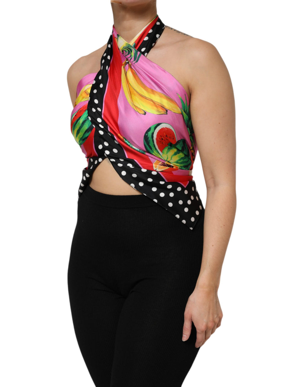 Haut court à halter pour soirée Dolce & Gabbana en multicolore, style élégant et tendance.