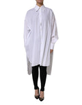 Chemise blanche en coton à col avec manches longues de Dolce & Gabbana, vue de face.
