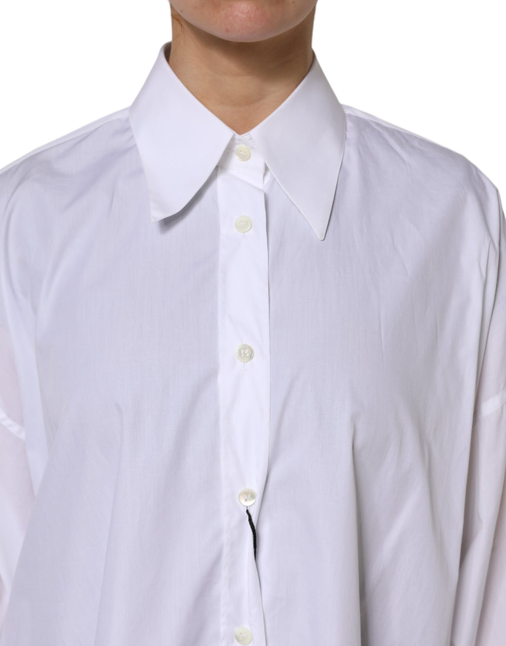 Chemise blanche en coton à col avec manches longues de Dolce & Gabbana, élégante et classique pour un style sophistiqué.