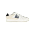 Basket femme Calvin Klein en polyurethane blanc, style décontracté avec semelle blanche, vue de face, proche de la chaussure.