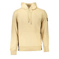 Sweatshirt beige en coton pour hommes de Calvin Klein, coupe classique et détails simples, porté sur un mannequin.