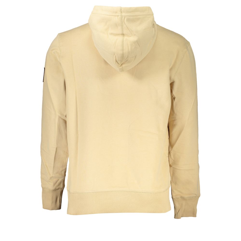 Sweat-shirt beige en coton pour hommes de Calvin Klein, vue de face, avec col rond et logo discret sur la poitrine.