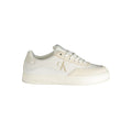 Sneakers pour femmes Calvin Klein en polyuréthane blanc, style décontracté et moderne.