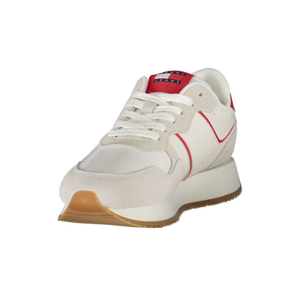 Sneakers Tommy Hilfiger Rosso en polyuréthane pour femme, vue de face, avec détails en rouge et design élégant.