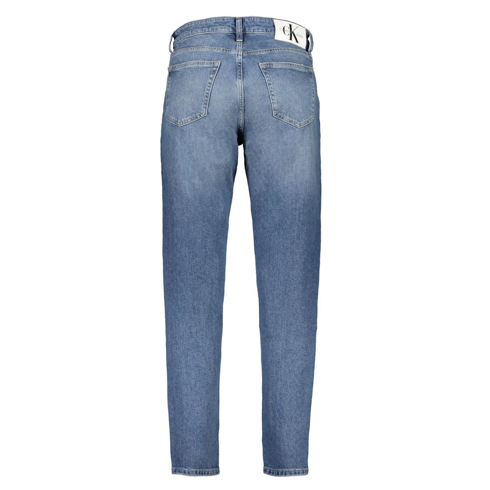 Jeans homme Calvin Klein Blu en coton, coupe tapered, avec détails classiques et ceinture en denim.