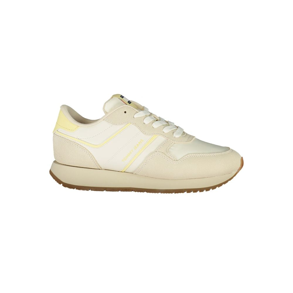 Sneakers pour femmes Tommy Hilfiger beige en polyuréthane, à talon plat et design moderne, pour un style décontracté.