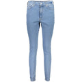 Jeans pour femmes Tommy Hilfiger en coton bleu azur, coupe classique et style décontracté.