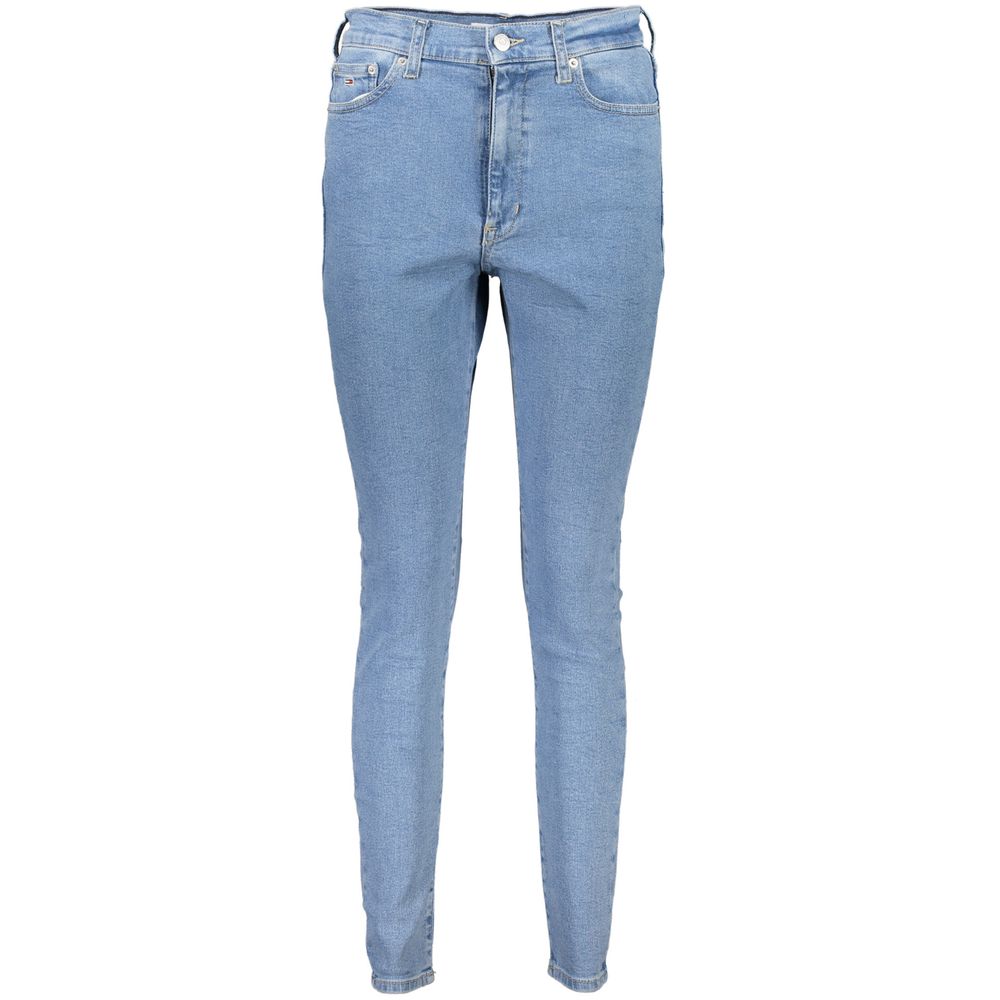 Jeans pour femmes Tommy Hilfiger en coton bleu azur, coupe classique et style décontracté.