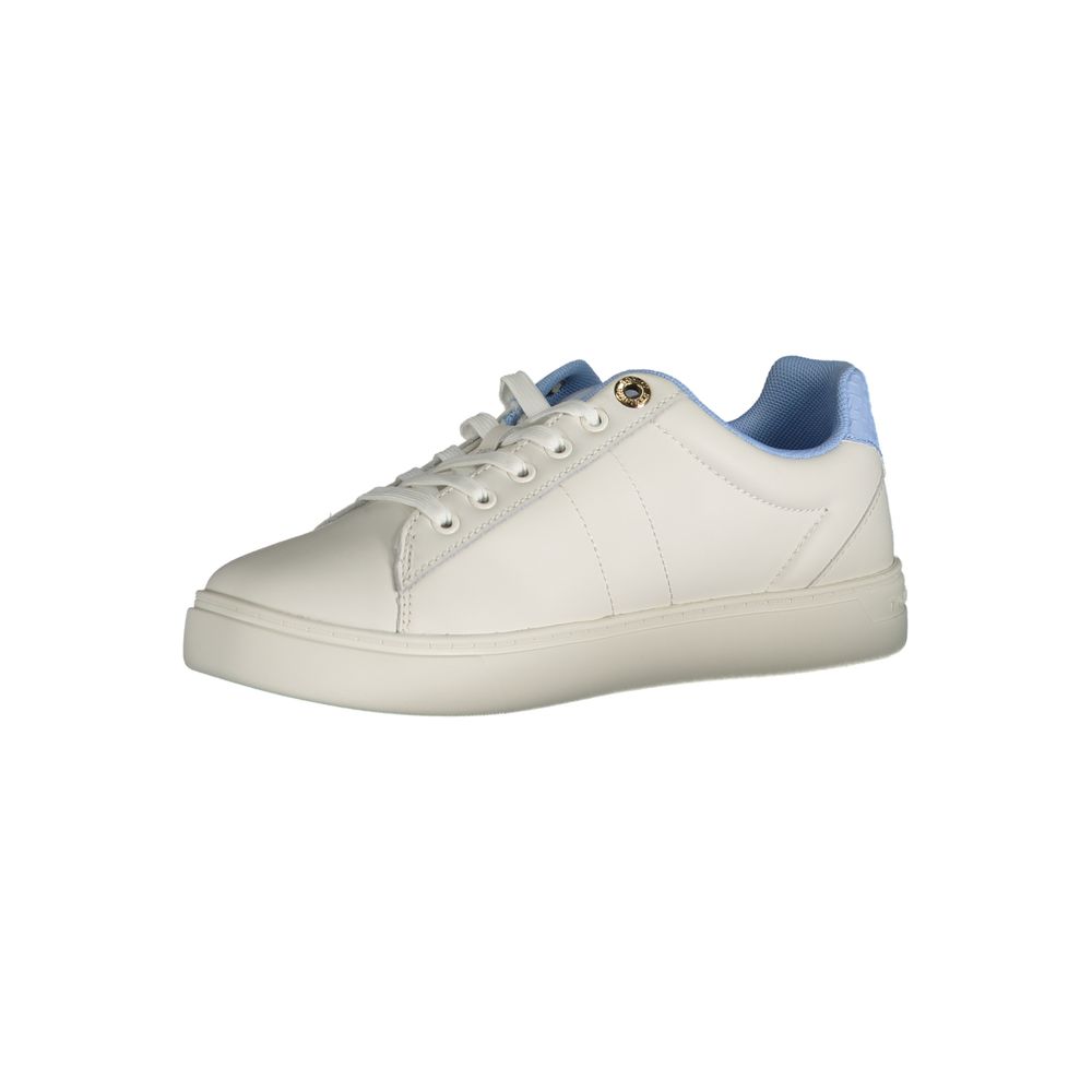 Sneakers pour femmes Tommy Hilfiger Azzurro en polyurethane, design moderne et confortable, vue de face sur fond blanc.