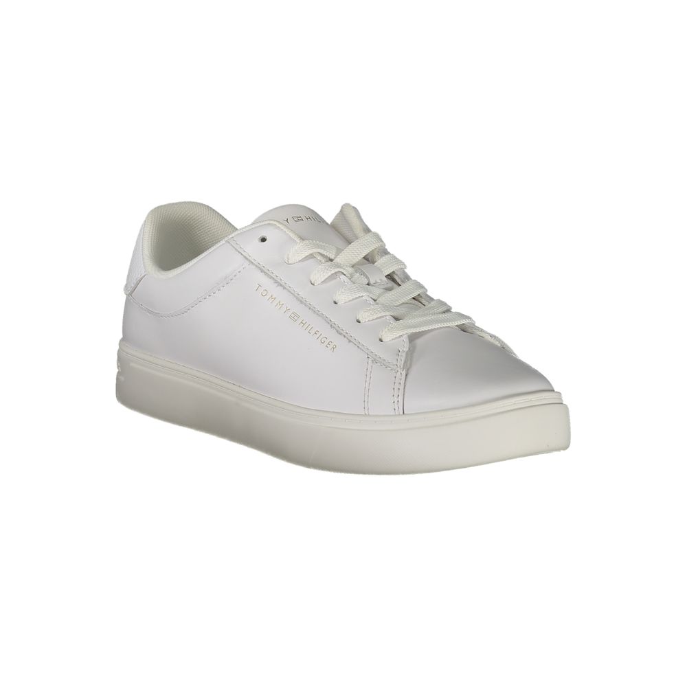 Chaussures sneakers pour femmes Tommy Hilfiger en polyuréthane blanc, style décontracté et moderne.