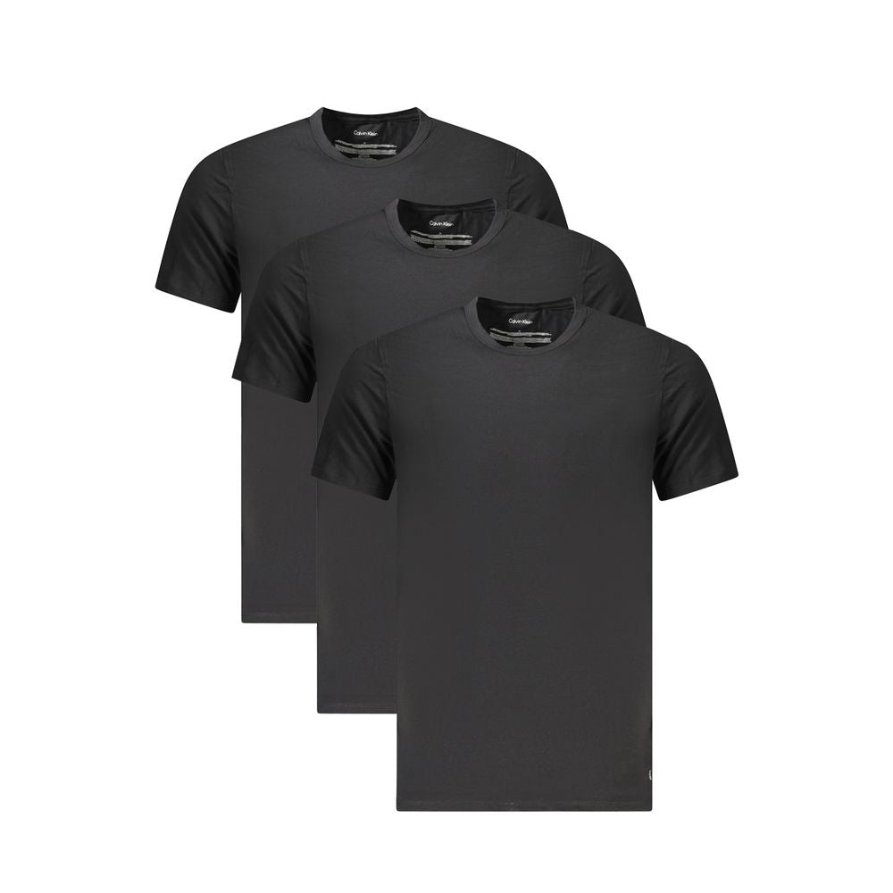 T-shirt homme noir en coton de marque Calvin Klein, coupe classique avec logo discret sur la poitrine.