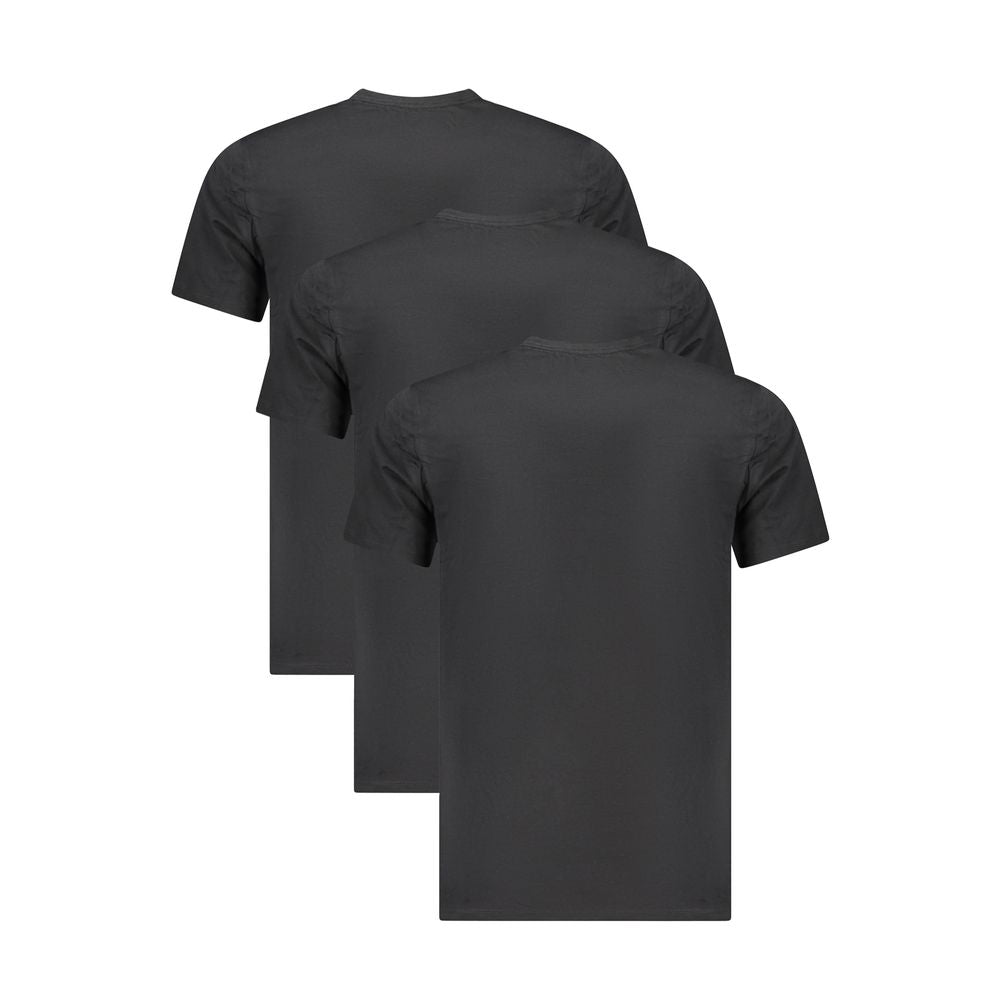 T-shirt noir pour homme de Calvin Klein en coton, col rond et coupe classique, image montrant le devant du vêtement.