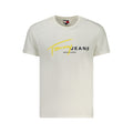 T-shirt blanc Tommy Hilfiger pour homme en coton, col rond et logo discret sur la poitrine, vue de face.
